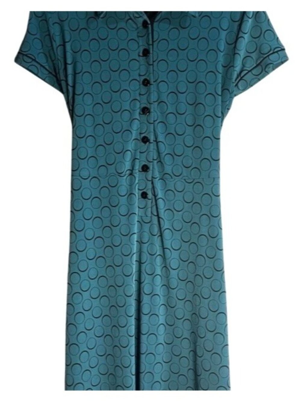 APT 9 Vintage Teal Shirt Polka Dot Midi Shirt Belt Waist Dress Button Front PM - Picture 7 of 16